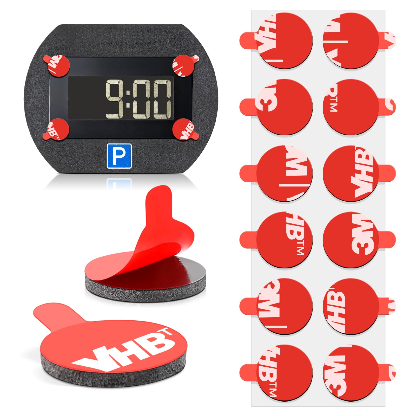 FIXCHORD Ersatz Elektronisch Klebepads Set, Doppelseitige Ersatzklebepads Set, 12 Stück Elektronische Parkscheibe Klebepad für Needit Park Lite One, Klebepads für Elektronische Parkuhr
