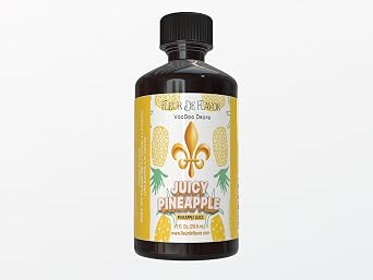 Fleur De Flavor Juicy Pineapple VooDoo Drops Sweet, Tropical Pineapple Flavoring Oil for Baking, Candy, Beverages & DIY Cosmetics 1 oz