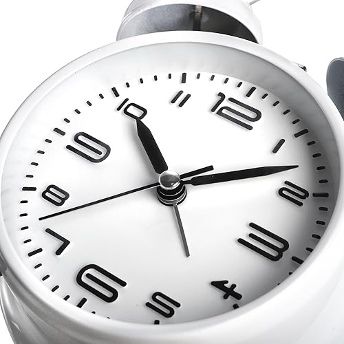 Miniatura 6 de Paquete de 2 despertadores de campana doble, reloj despertador retro con luz de fondo, 4 pulgadas, silencioso, analógico, sin tictac, para