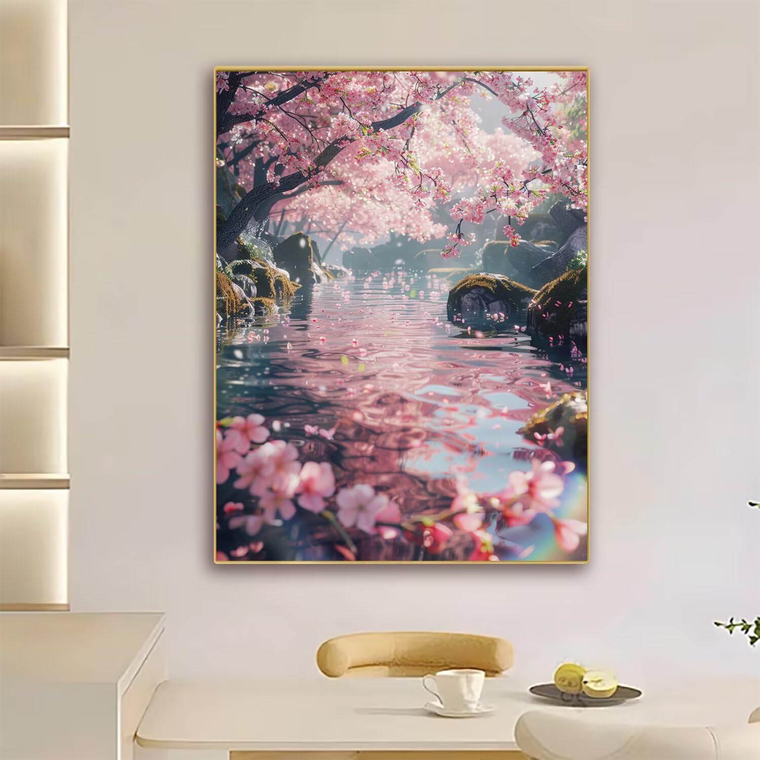 Diamentowe drzewo malarstwo dla dorosłych, 5D rzeka diamentowe malarstwo ścieg krzyżykowy dla dorosłych i dzieci, DIY DIY obrazy artystyczne do dekoracji ścian salonu i biura 90 x 120 cm L-Y381