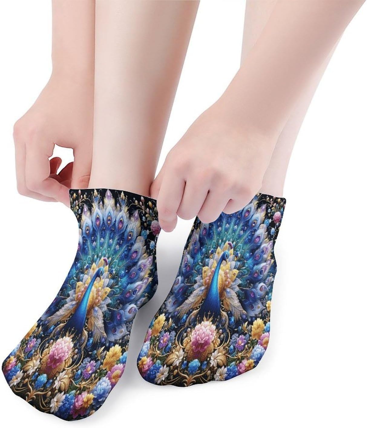 Colorful Peacocks Ankle Sock Low Cut Socks Tube Socks for Sports