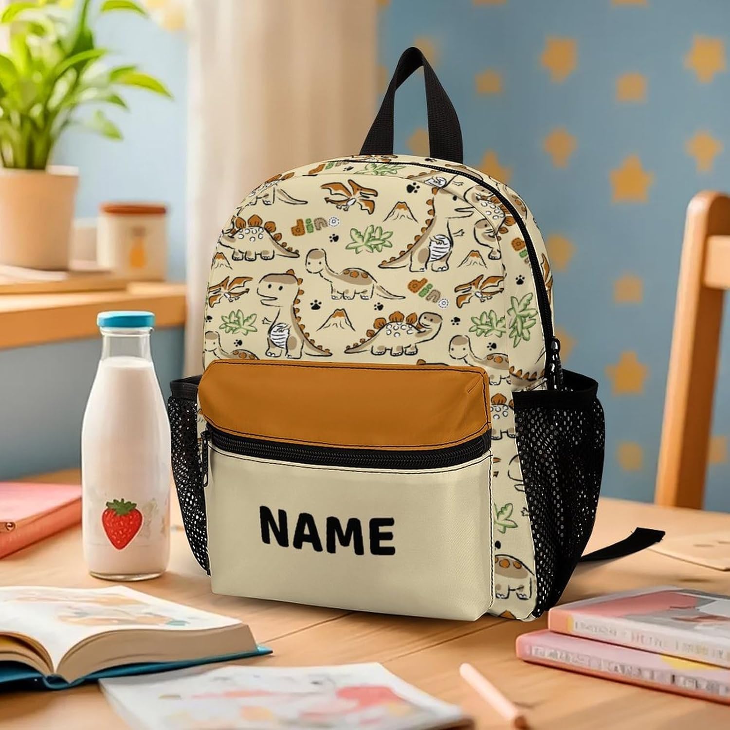 Custom Cute Dinosaur Paw Toddler Backpack Personalized Name Preschool School Bags, Customization Backpack for Kids Boys Girls Travel