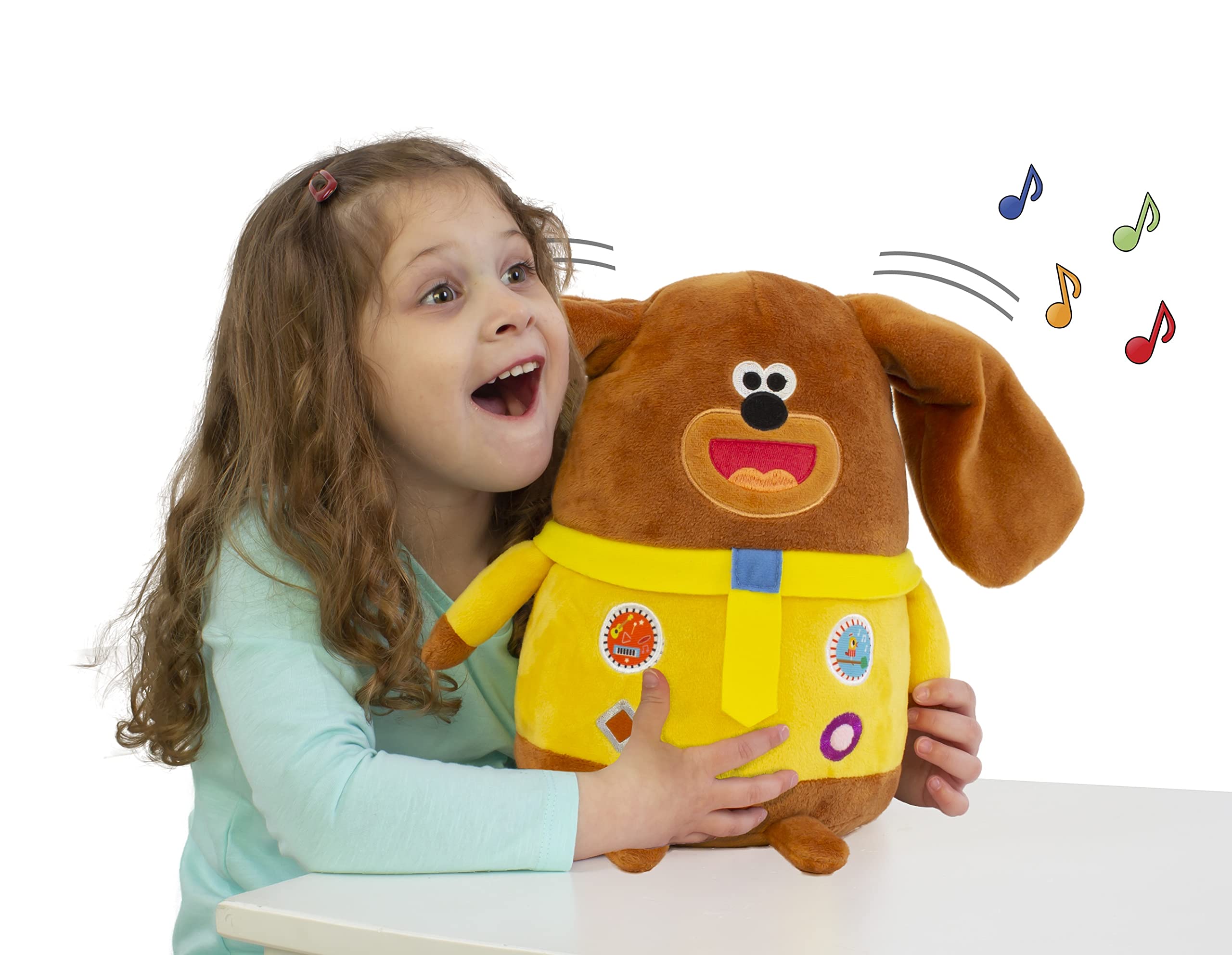 Bizak Hey Duggee Peluche da ballerino Duggee, giocattolo di peluche musicale che muove le orecchie con diversi suoni e canzoni, peluche da 25 cm