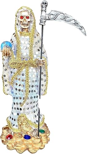 Santa Muerte 12" pulgadas estatua material resina tela blanca
