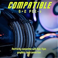 Vista 4 de AsiaHorse 18AWG - Kit de extensión de cable PSU personalizado Mod GPU PC de audio y video, fuente de alimentación con cables trenzados suaves