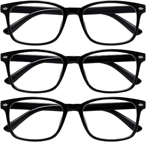 3 Pack Light Reading Glasses Strong Plastic Comfortable Scratch Resistant Reading Glasses for Mobile Phone Computer | Complete Set Sizes from +1.00 to +4.00