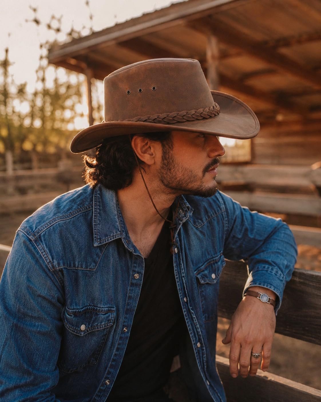 Leather Cowboy hat for Men & Women Durable Handcrafted Lightweight Shapeable Western Hats for Men