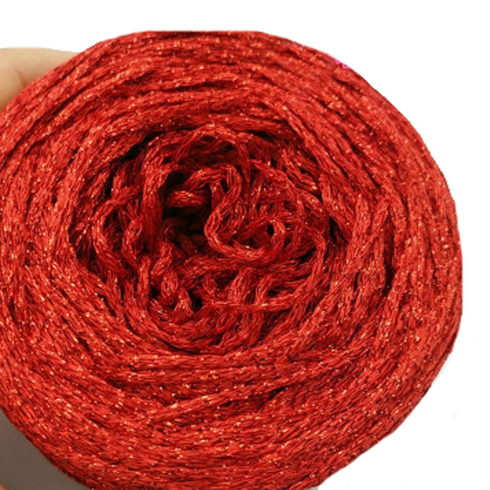 Clisil 100g DIY Red Lurex Shining Glitter Sparkle Metal Yarn - Crochet Thread for Bag, Sweater, Toy Accessories