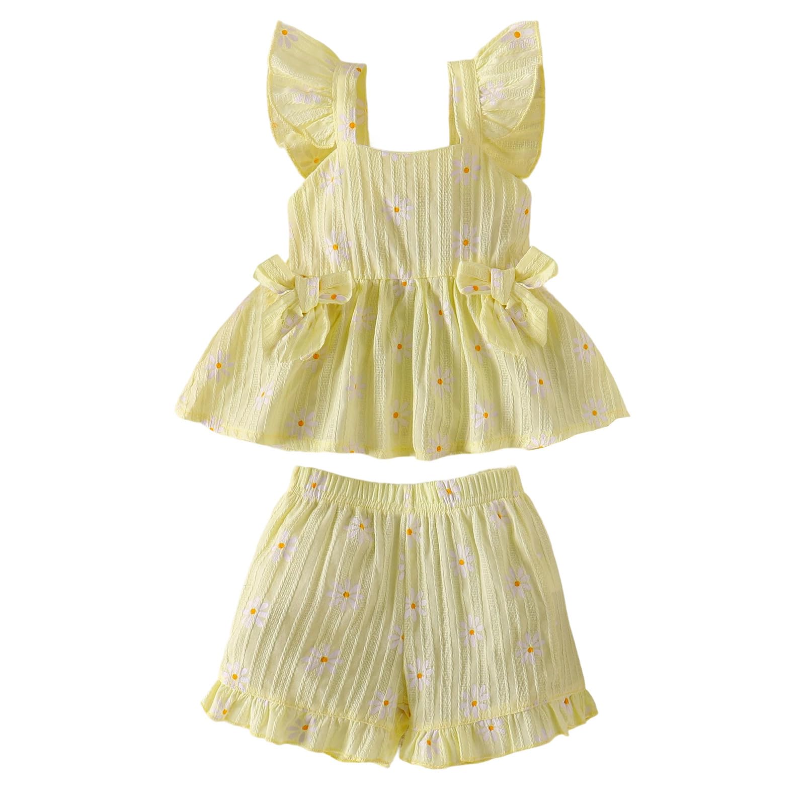 Ropa Verano Para Niña Linda Blusa con Volantes y Margaritas Pantalones Cortos Conjunto de Conjuntos Para Niña Pequeña — view 7