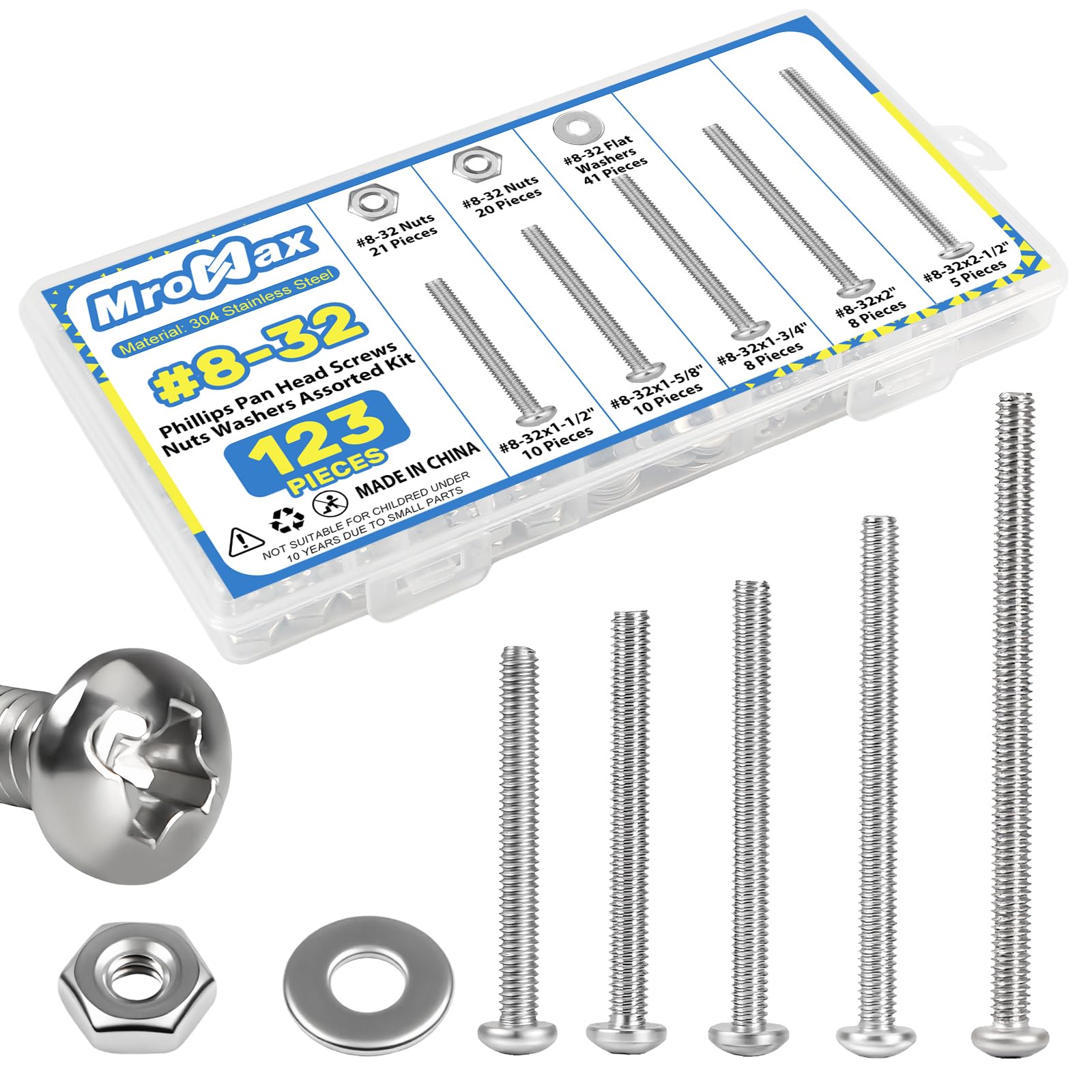 280pcs Machine Screws Kit - Nuts & Washers -12