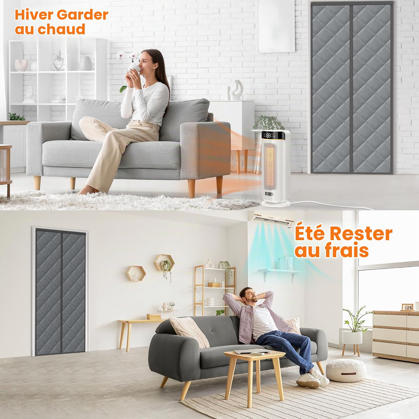 MYCARBON Moustiquaire Porte 90x200cm, Gris Foncé