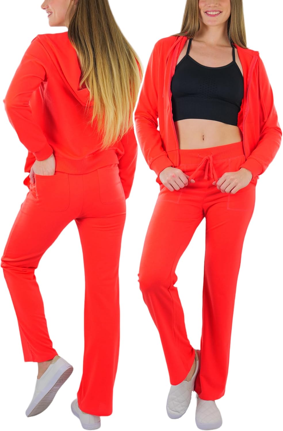 ToBeInStyle Women’s 2 Piece Hoodie Tracksuit Soft Long Sleeve Zip Up Jacket w/Matching Jogger Pants - Image 3
