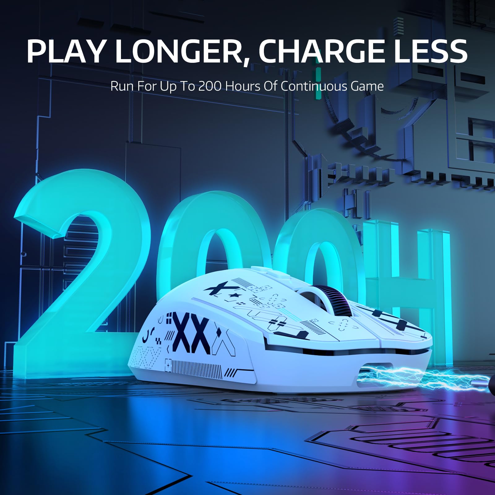 VGN GAMEPOWER ATTACK SHARK X6 SUPERLIGHT Mouse Gaming Wireless con Station di Carica, 49g Ultraleggero Mouse da Gioco G502, 26000DPI, PixArt PAW3395, 2.4G/Bluetooth/Cablato, Mouse Grip Tape, Bianco