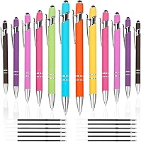 Vista 22 de 12 unidades 2 en 1 bolígrafo con punta de lápiz capacitivo, 1,0 mm de tinta negra, bolígrafo metálico con punta de lápiz capacitivo para pantallas