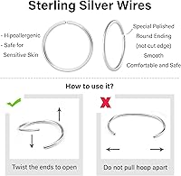 Vista 2 de Small Thin Hoop Earrings for Women,Tiny Huggie Hoop Rings for Cartilage,Helix,Targus,Conch,Nose,22g/24g/20g,14K Gold Filled/Sterling Silver/Rose