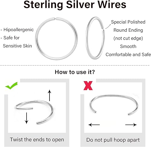 Miniatura 2 de Arracadas pequeñas y finas de mujer, cartílago, hélice, tragus, conch, nariz, 0.770.80.70 oz, chapado en oro, 14 quilatesplata de leyoro rosa, 1364