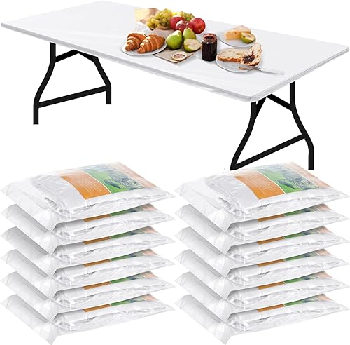 Miniatura 12 de Boao 12 Piezas Manteles de Plástico Desechables para Fiestas, Cubiertas de Mesa de Picnic con Elástico Ajustado de Otoño, Cubierta Elástica