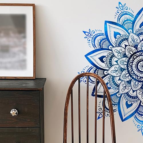 Miniatura 2 de Calcomanías de pared bohemias de media mandala, calcomanías de pared bohemias grandes, mandala colorido, floral, despegar y pegar, para sala de