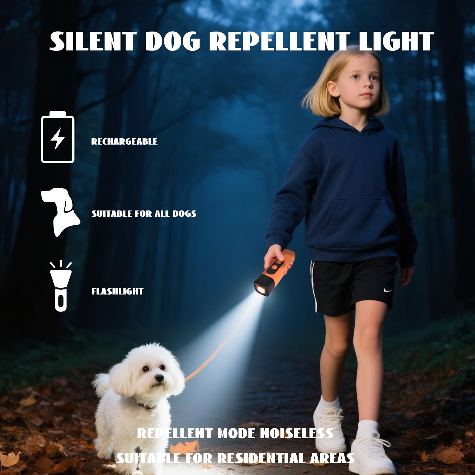 Anti Aboiement Chien, Anti Aboiement Chien Ultrason Puissant, Ultrason Chien avec Lampe Poche LED, Solutions Anti-Aboiement pour Chiens, pour Petit et Grand Chien