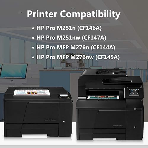 Miniatura 3 de TopInk - Cartucho de tóner remanufacturado CF210A, paquete de 2 unidades 131A para impresora HP Color Laserjet Pro M251n(CF146A) M251nw (CF147A)