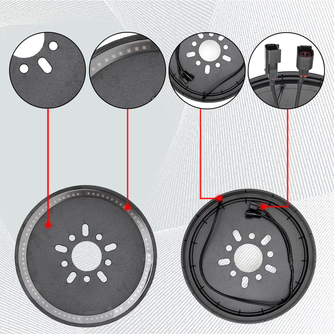 Tänzedzm Spare Tire Brake Light, Brake Light Ring, Rear Tire Light, Third Brake Light Wheel Lights LED Ring Compatible with Jeep Wrangler 2018-2023 JL,Red Light,Plug & Play