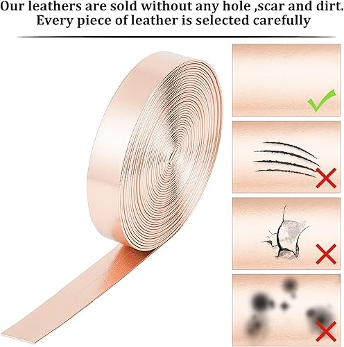 Miniatura 7 de GORGECRAFT Tiras de cuero metálico de 5.5 yardas de ancho de 0.6 pulgadas de ancho, correa de cuero brillante, cuerda de encaje, pelador de encaje