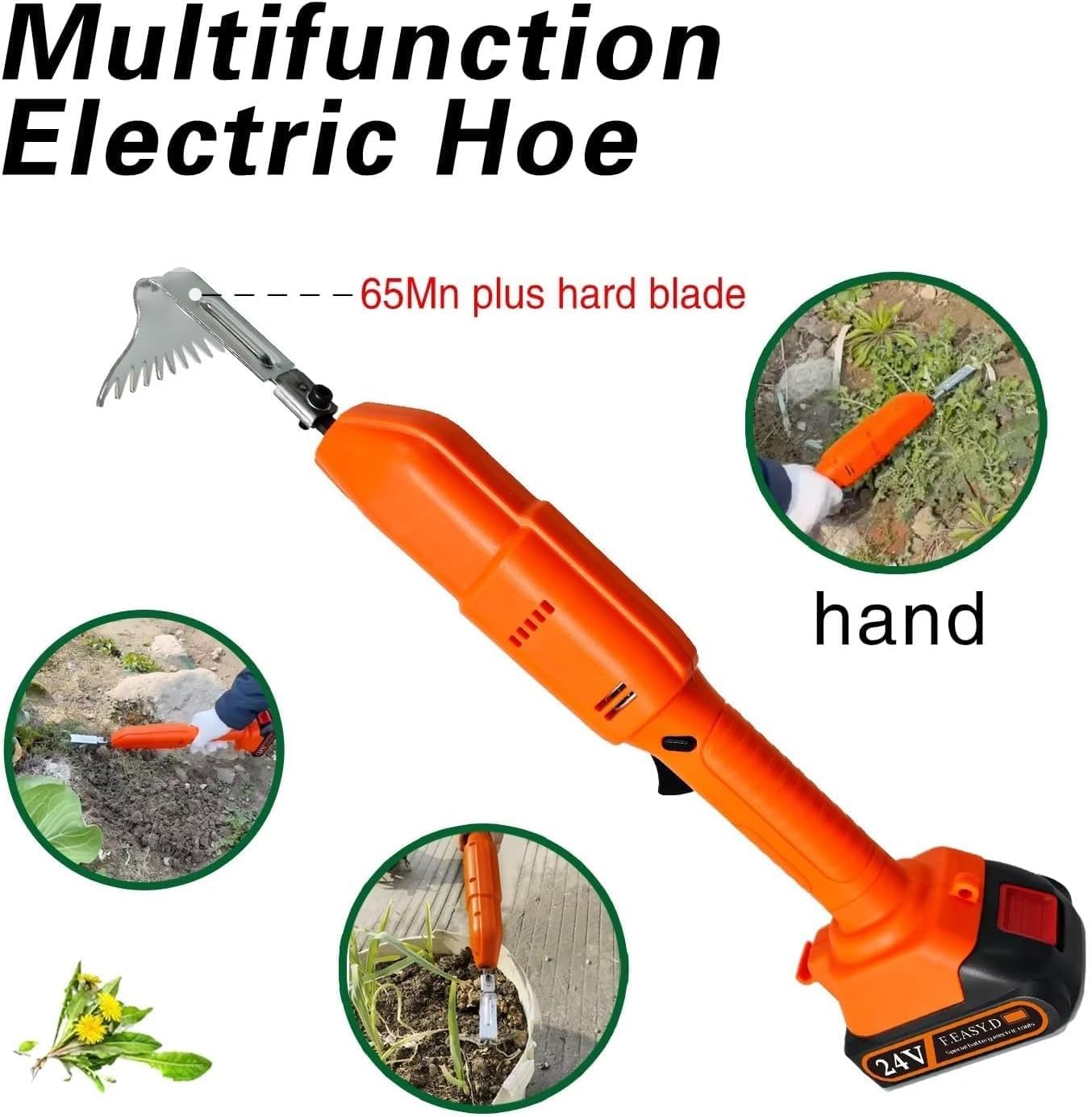 Zappatrice,Sarchiatrice Elettrica Con Batteria Al Litio Ricaricabile E Asta Telescopica,Attrezzo Da Giardino Per La Coltivazione,Zappa Elettrica Per Scavare A Mano,Per Allentare Il Terreno E Diserbo