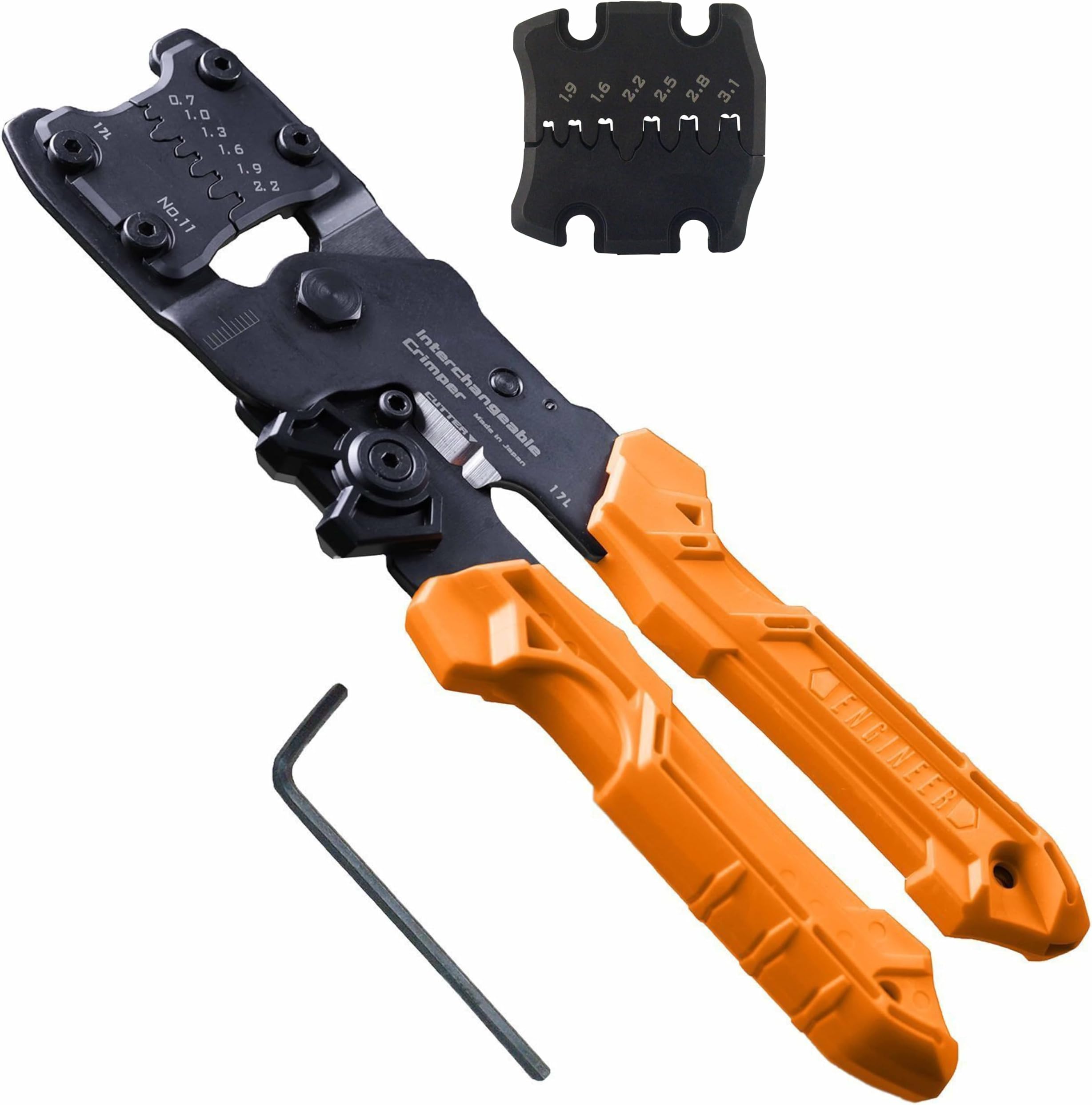 ENGINEER PAD-11 Precision Crimping Tool with Interchangeable Die Plates (Small Size) & PAD-12S Die Plate Set (Medium Size) Bundle (Made in Japan)