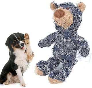 Pet Bear Shape Sounding Biting Training Toy Soft Plush Teeth Cleaning Protection Chewing Interactive Training Toy for Dogs(Blue)