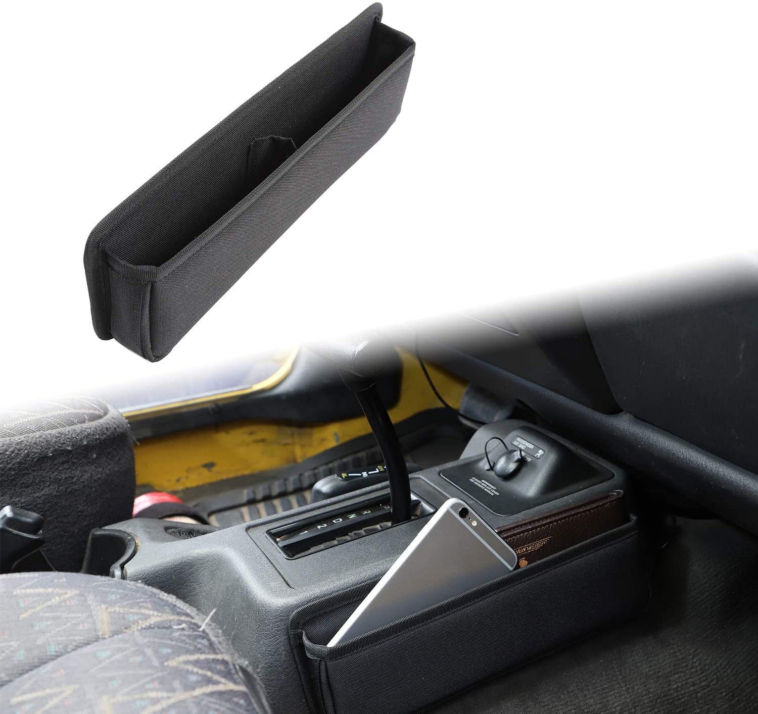 JeCar Car Center Console Gear Shift Storage Bag Organizer Cell Phone Holder for 1997-2006 Jeep Wrangler TJ with Auto Transmission