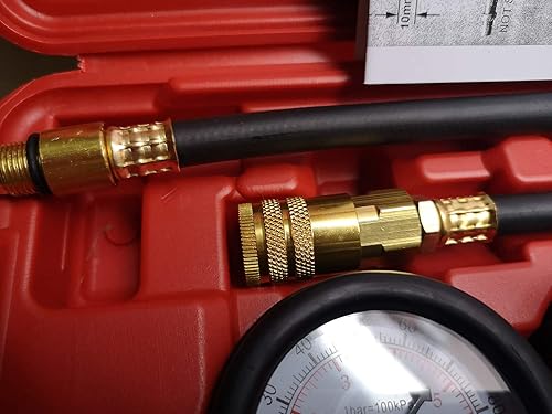 Miniatura 5 de Probador de fugas de cilindro, kit de prueba de compresión – Kit de prueba de fugas de calibre dual del cilindro del motor, herramienta de