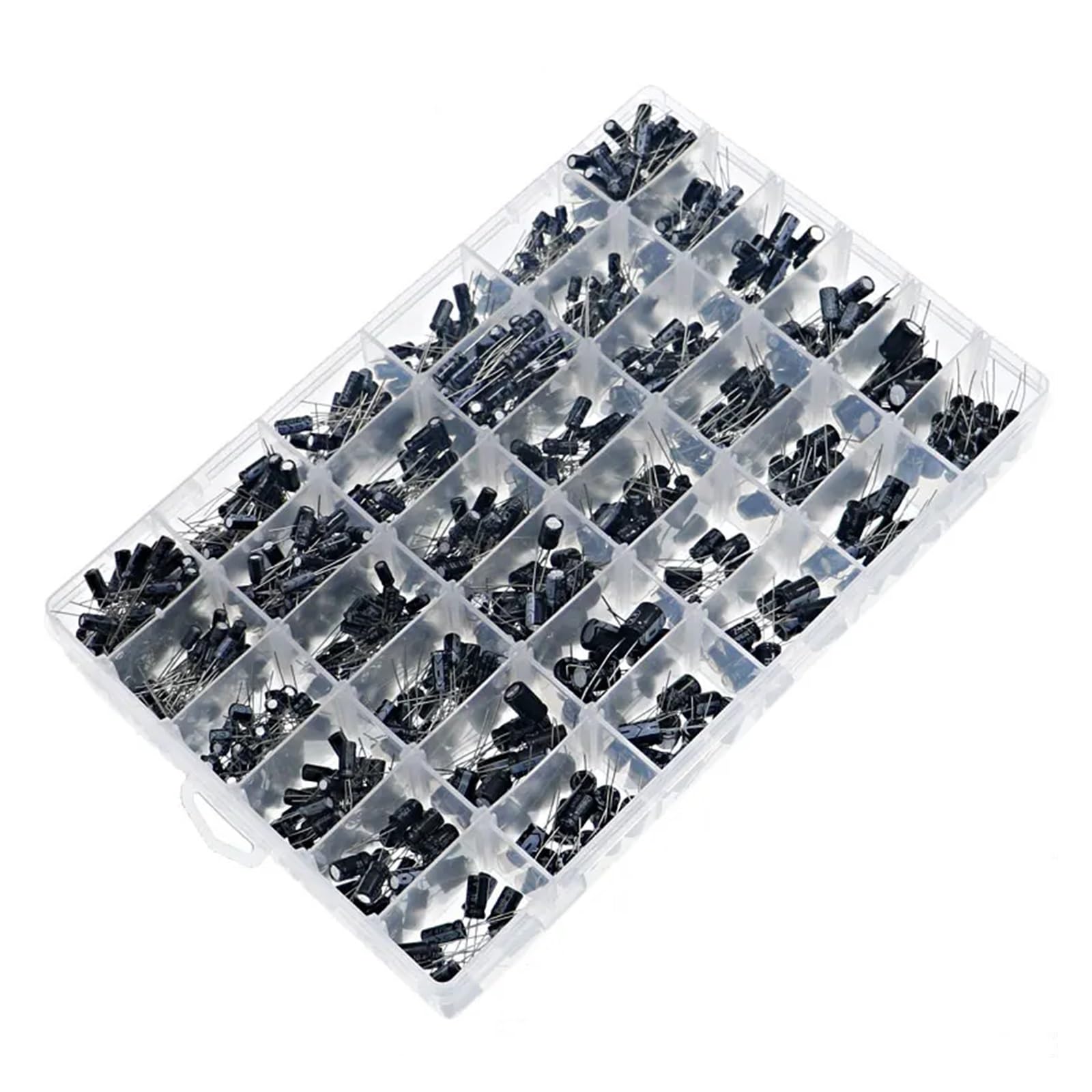 1000pcs 36Values 0.1uF -1000uF 16V 25V 35V 50V Capacitors 4.7UF 10UF 22UF 33UF 47UF Electrolytic Capacitor Assortment Box Kit IINKUEYK