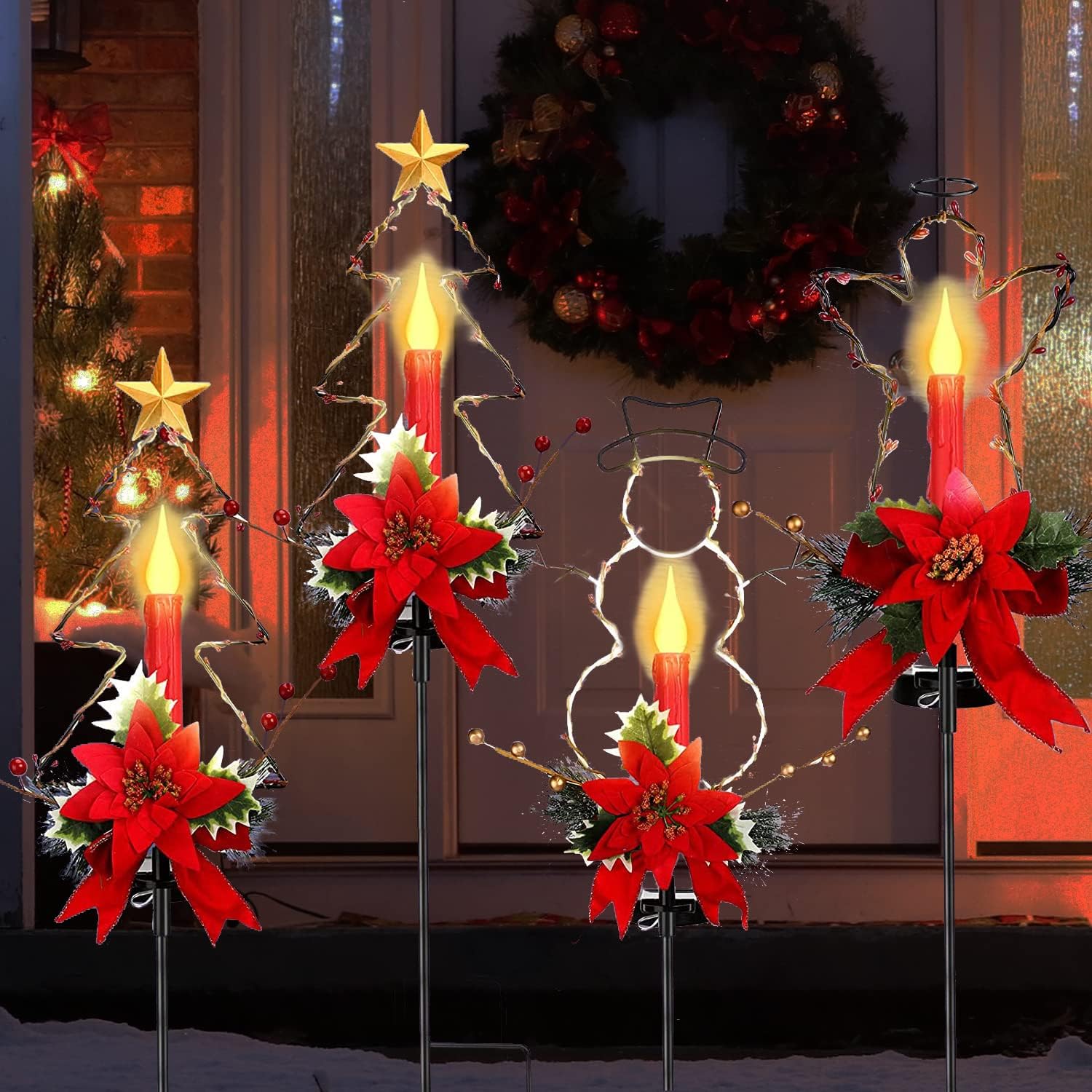 MINYIKJ 4 Pack Solar Outdoor Christmas Decorations Lights