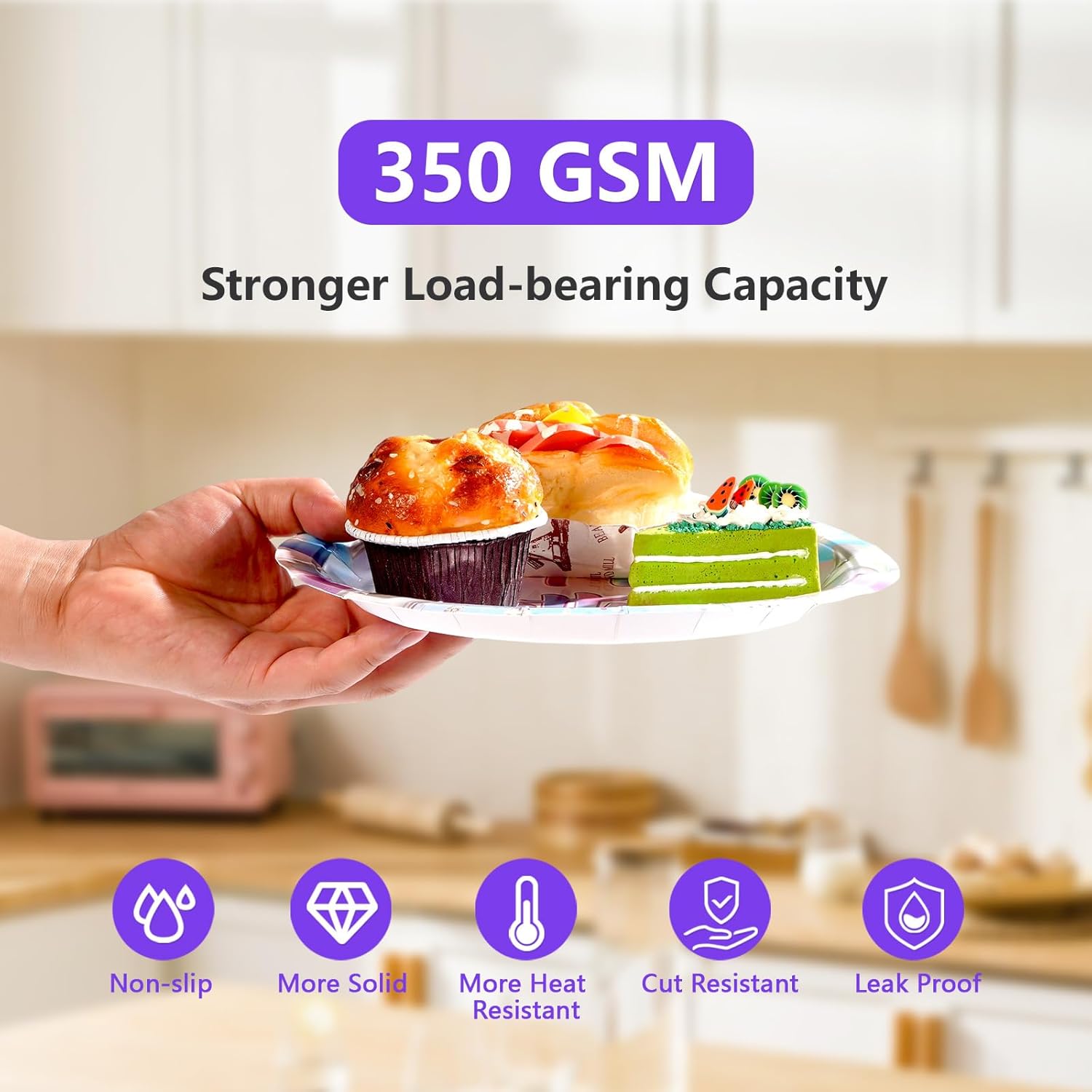 Grencian 96 Pcs Blue Purple Birthday Party Decorations Iridescent Birthday Paper Plates Disposable Blue Purple Paper Platter Tableware Set Glitter for Kids Teens Girls Happy Bir-thday Party Supplies