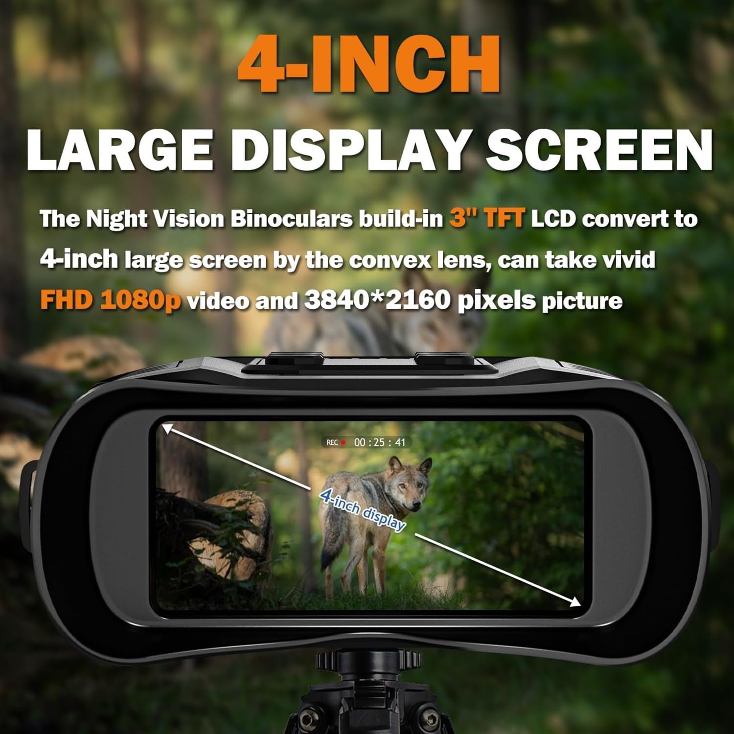Nachtsichtgerät, 20X Optischer & 4X Digitales Zoom 1640ft Erkennungsweite Wasserdichtes Hochempfindlicher CMOS-Sensor 850nm Infrarot-Nachtsichtbrille für Erwachsene, Jagd Camping Überwachung