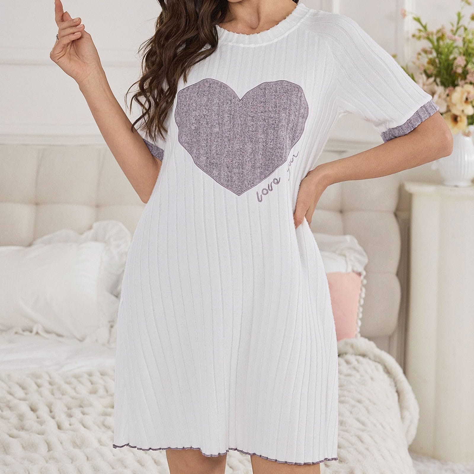 Ropa de Dormir acogedora de Temporada, Suave y Agradable para la Piel, con Camiseta de Manga Larga y Pantalones Cortos/Largos para Estar en casa.