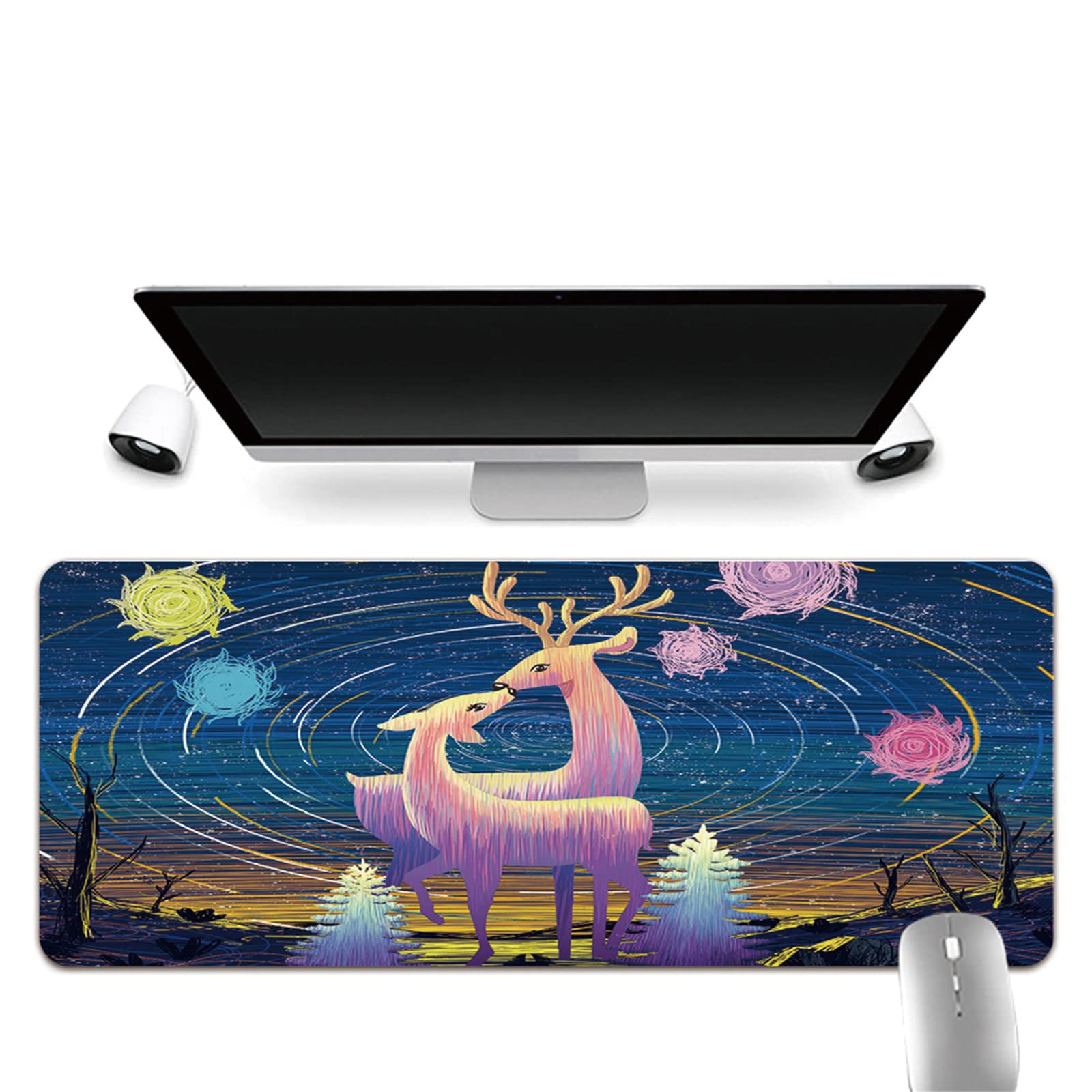 Amazon.com: Anime Couple Deer Gaming Mouse Pad 27.6"x15.7"x0.08",Extended  Large Non-Slip Rubber Base Mousepad with Stitched Edges,Waterproof Keyboard  Mouse Mat Desk Pad for Work,Game,Office,Home : Office Products