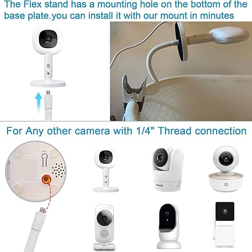 Miniatura 4 de Soporte para monitor de bebé compatible con monitor de bebé inteligente Nanit Pro y soporte flexible, también para cámaras con montaje de tornillo