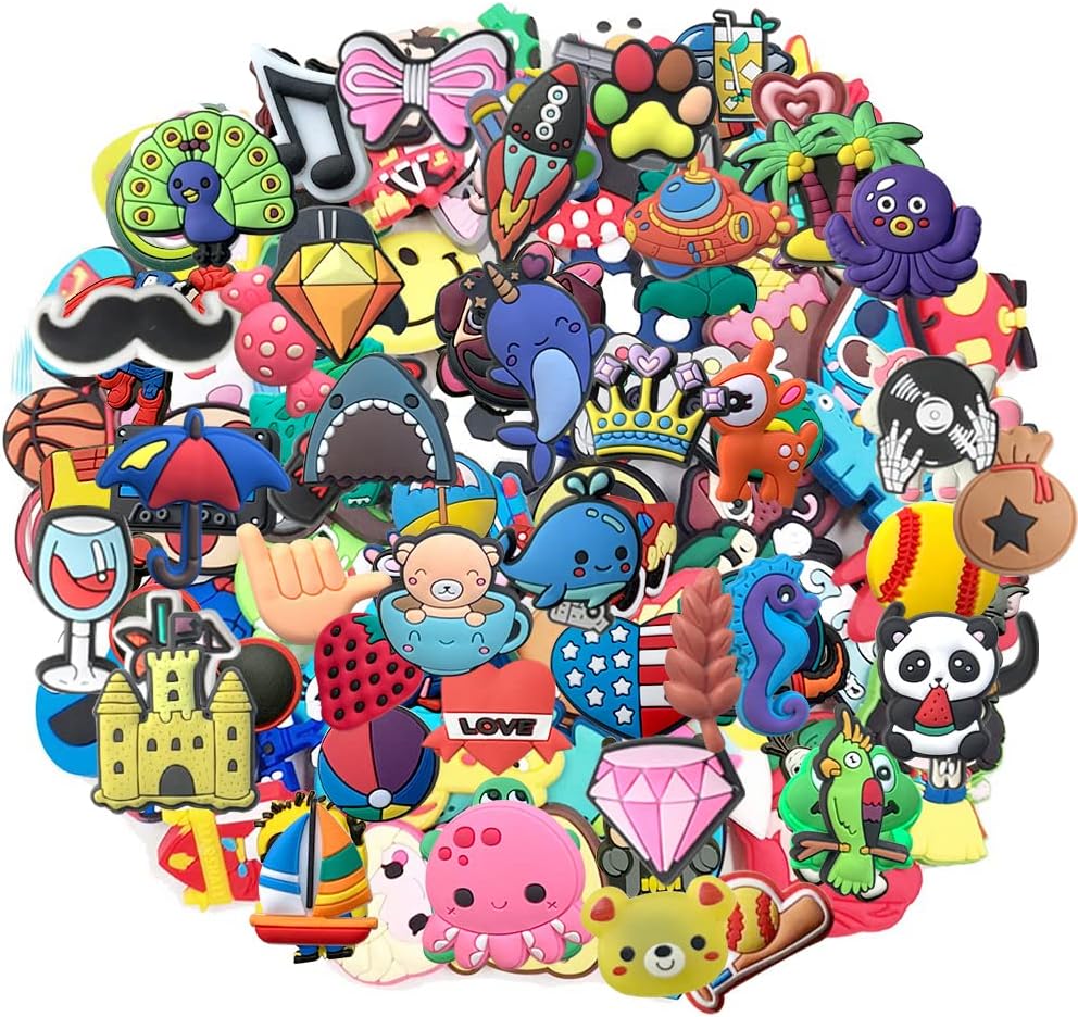 GZLSXCL Random Different Shoe Charms Fits for Clog Shoes Decorations Bracelet Party Favor