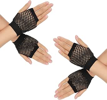 Amazon.com: Telooco 2 Pairs Fishnet Gloves, Short Fishnet Gloves ...