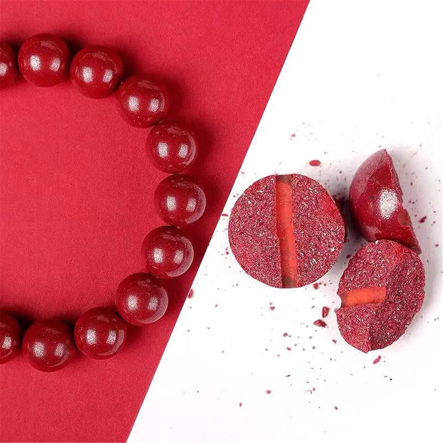 Braccialetti con Perline, Ciondolo Lucky Fox, Braccialetto Rosso con Perline in cinabro Naturale