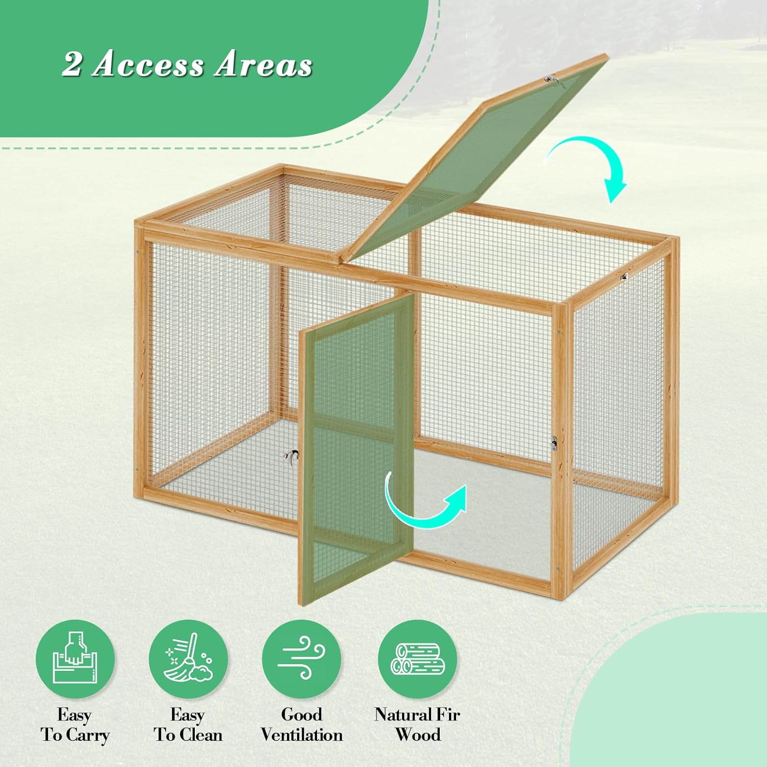 Athena Collection Large Chicken Coop Run, Indoor Outdoor Rabbit Hutch Wooden Chicken Cage Playpen Portable Chicken Tractor Outside Small Hen House for Backyard Farm Hen Rabbit Duck Small Animal