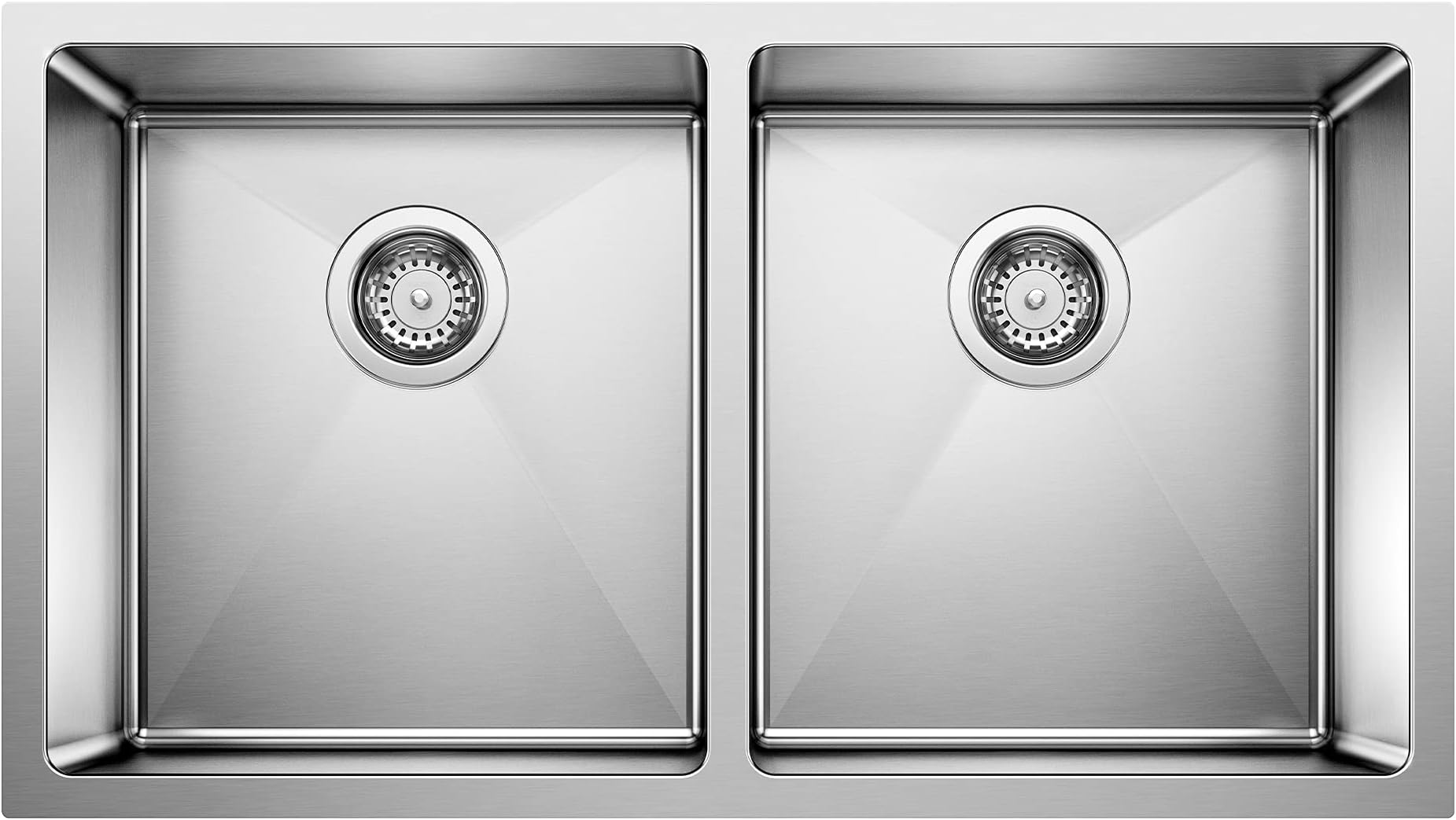 443149 Quatrus R15 50/50 Double Bowl Undermount Stainless Steel Kitchen Sink, 32" L X 18" W