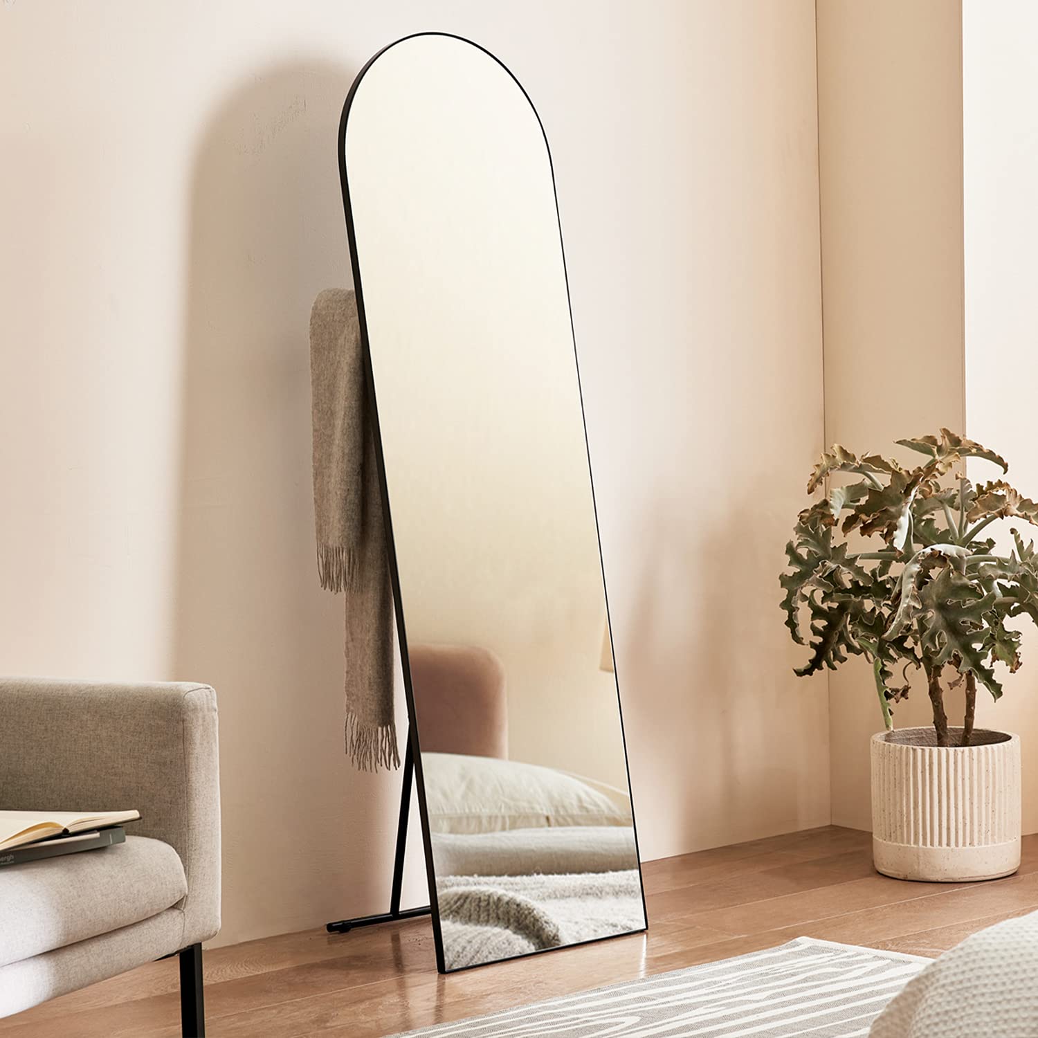 Harmati Full Length Wall Mirror 63" x 19" Arched Free Standing Body