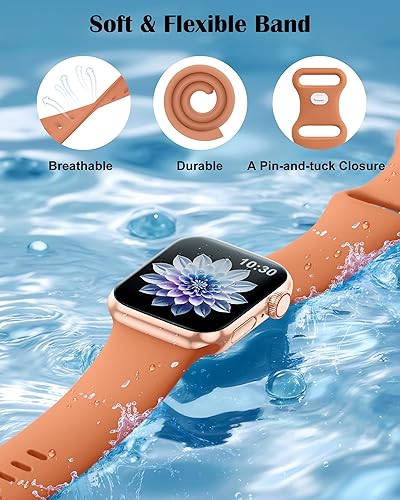 Miniatura 2 de TreasureMax Correa deportiva compatible con correas de Apple Watch de 1.49, 1.57, 1.61, 1.65, 1.73, 1.77 y 1.73 pulgadas, correa de silicona suave