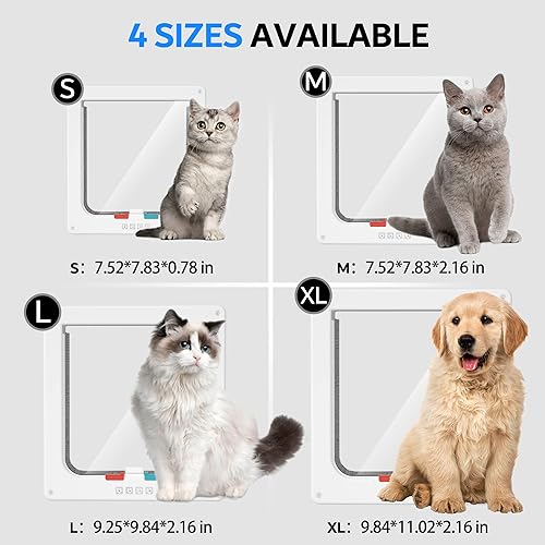 Miniatura 2 de Puerta extra grande para gatos, puerta para mascotas para perro o gato, 4 modos de interruptor de bloqueo puerta interior para puerta de gato,