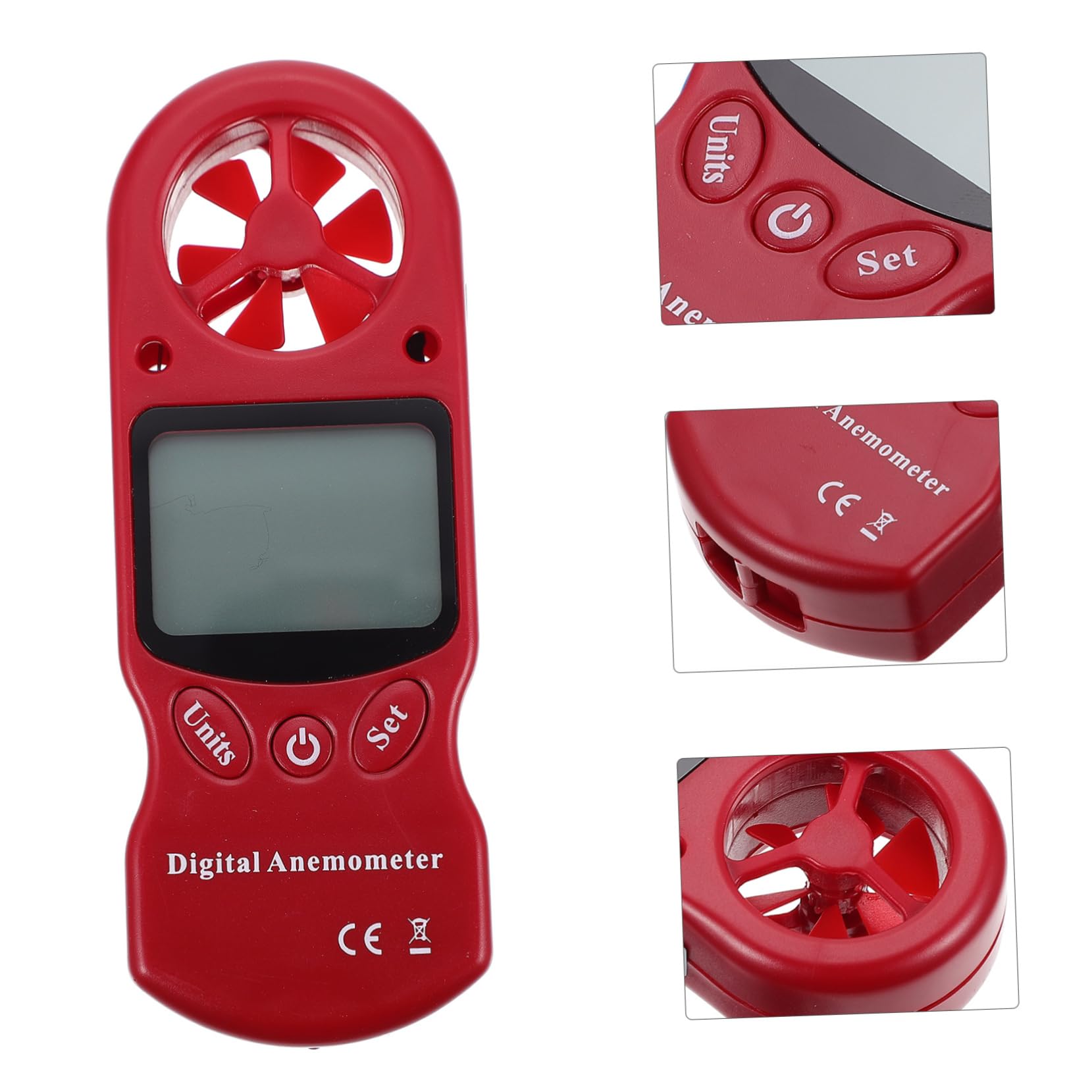 Anemometro Digitale Portatile con Termoigrometro, Misuratore di Velocità del Vento con Schermo Lcd Retroilluminato, Struttura in Plastica, 6 Pale per Sistemi di Ventilazione