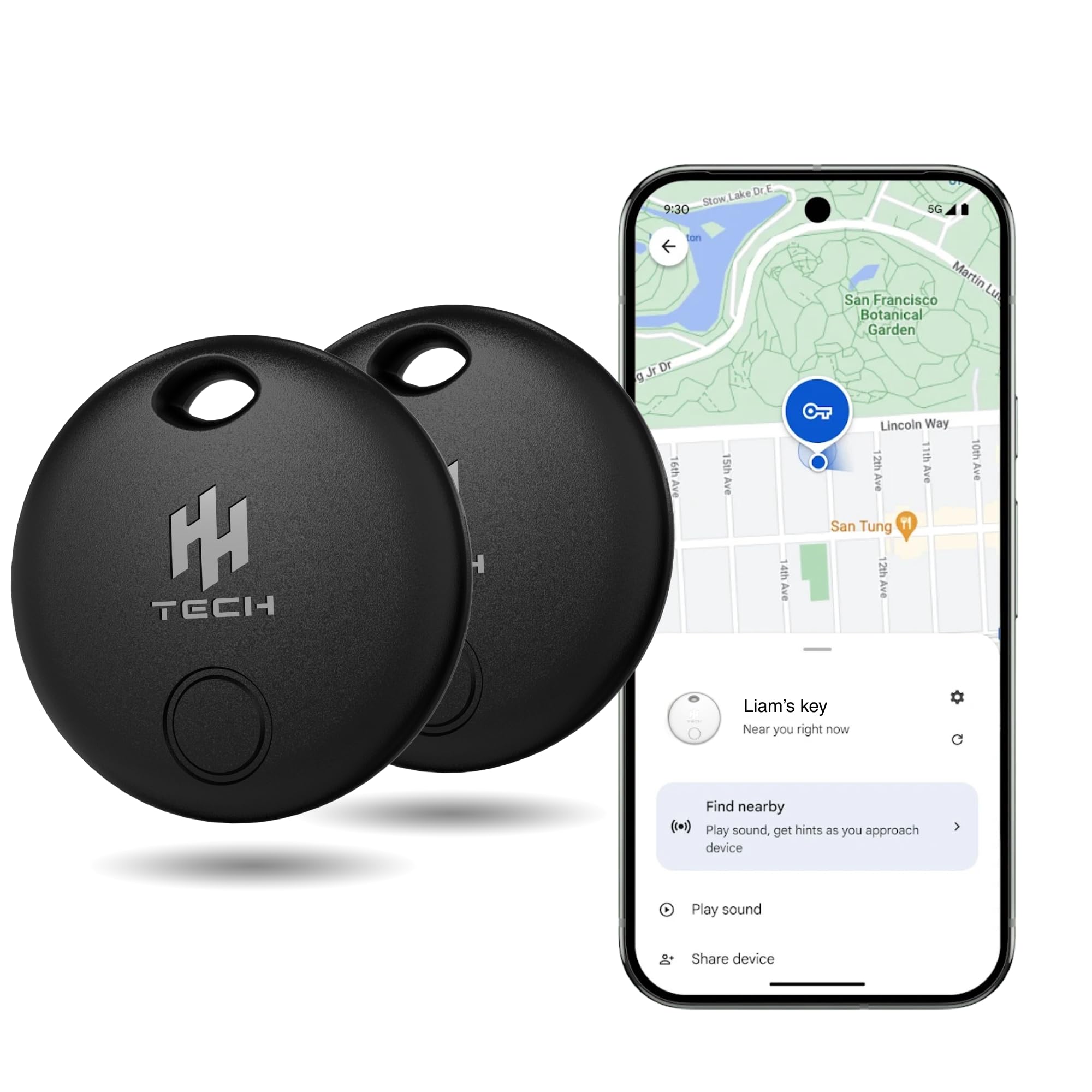 Traceur Bluetooth Android Glitfix Compatible Google Find My - Anti-perte Clés, Portefeuille, Valises - IP67 étanche, Batterie Remplaçable, Uniquement Android