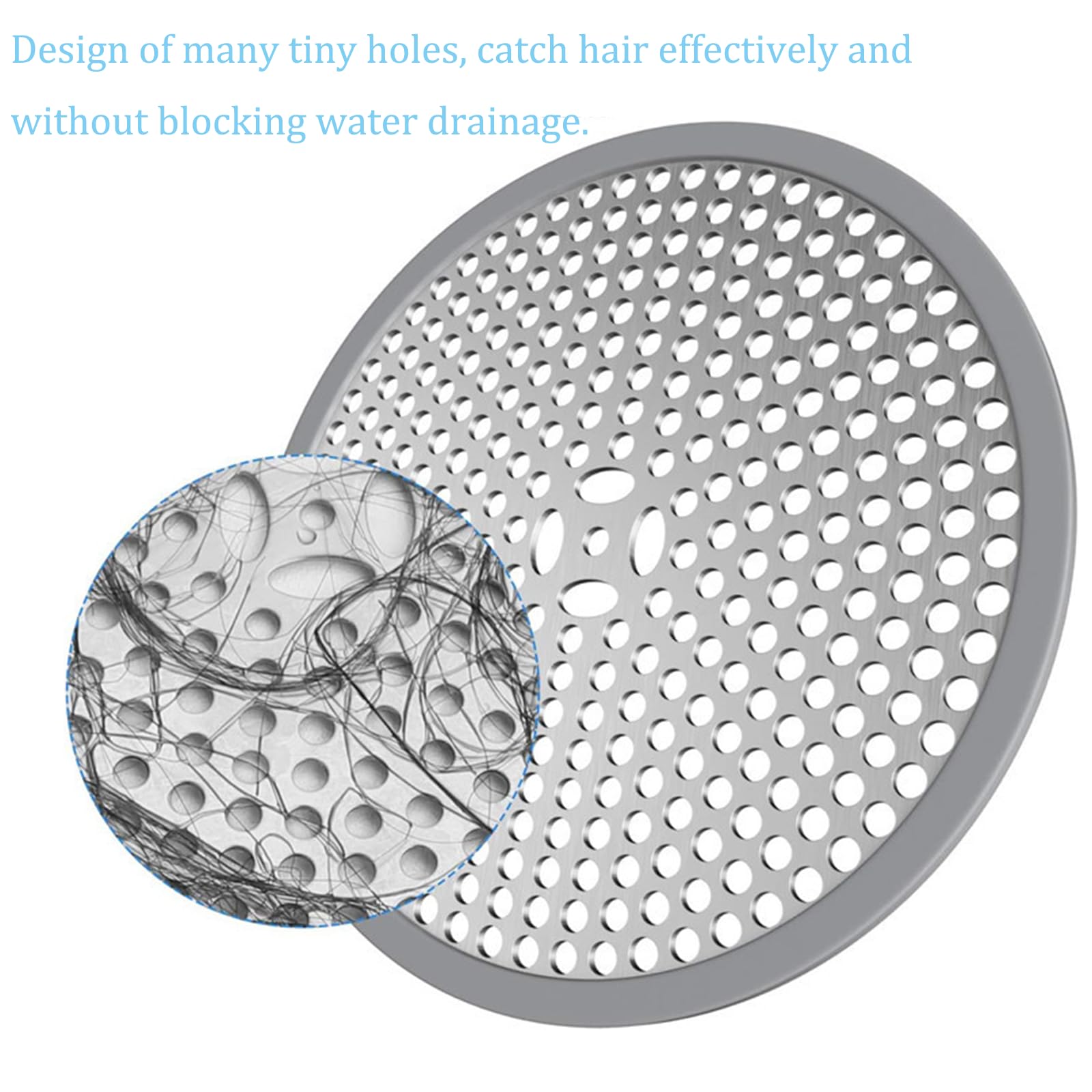 2Pack Shower Drain Hair Catcher Stainless Steel & Silicone Bath Shower Drain Protector Mesh Sink Strainer Drain Filter Shower Plughole Cover for Bathroom/Kitchen/Floor/Tub/Flat Prevent Drain Clog - Image 4