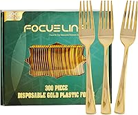 Vista 9 de FOCUSLINE Paquete de 300 cuchillos desechables de plástico dorado, cuchillos de plástico sólido y duradero, cubiertos desechables resistentes